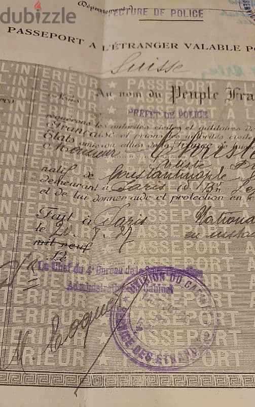 Vieux Papier Passeport Français pour Voyage Etranger Suisse 1920 2
