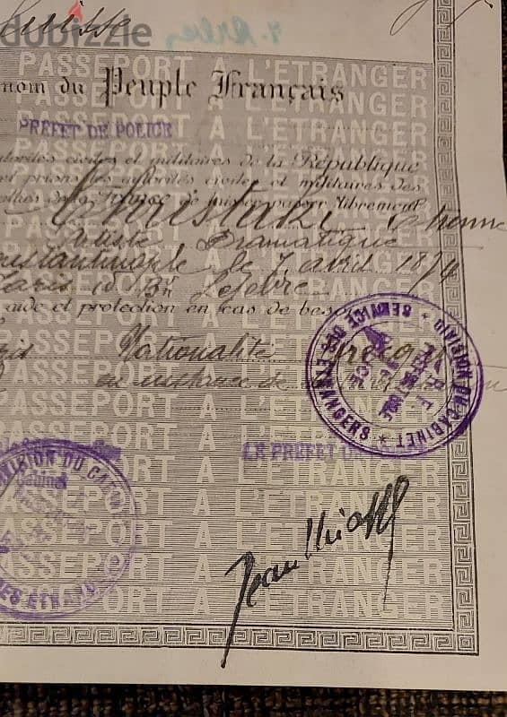 Vieux Papier Passeport Français pour Voyage Etranger Suisse 1920 4
