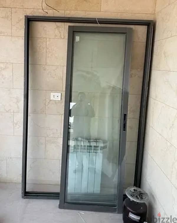 aluminum door double vitrage never used grey color 7