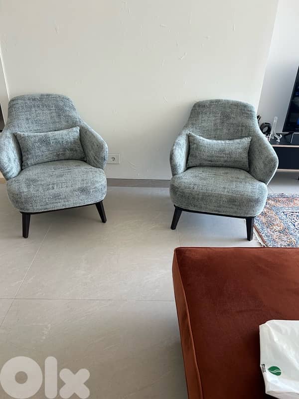 Twin Modern Armchairs 1