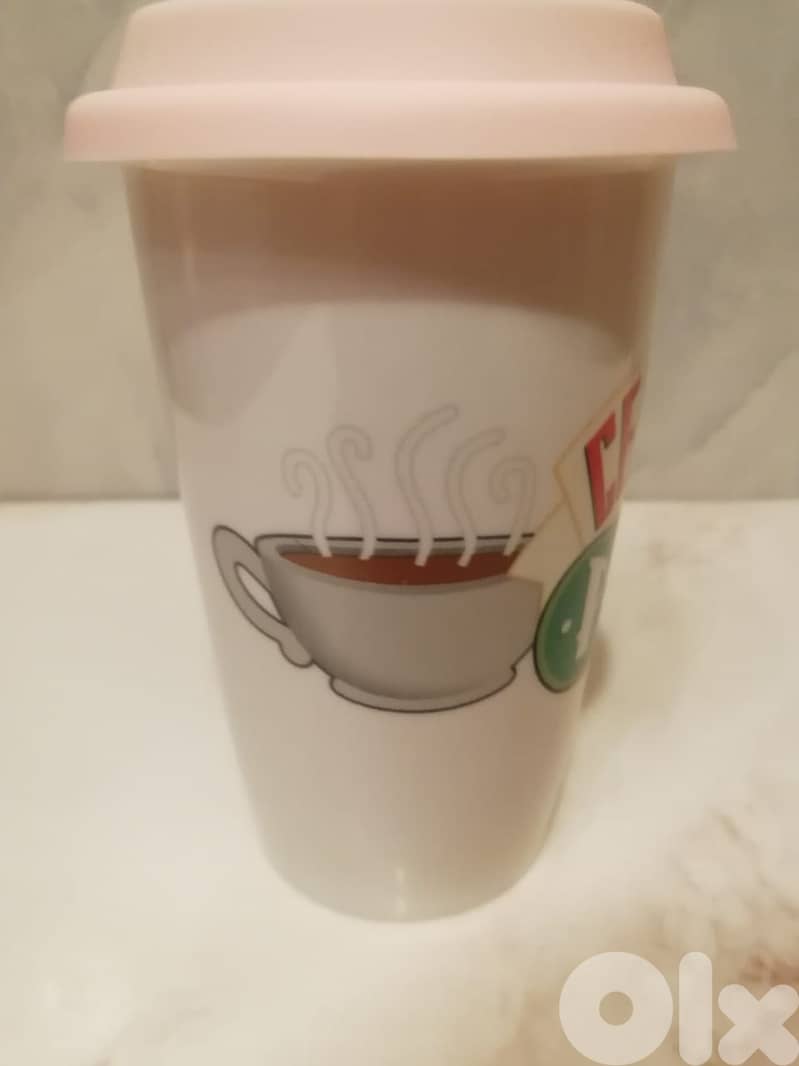 Central Perk "FRIENDS" TV show promotional ceramic mug silicone lid 15 3
