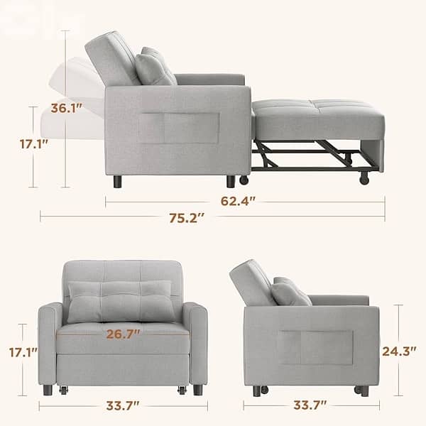 sofa bed grey color 4