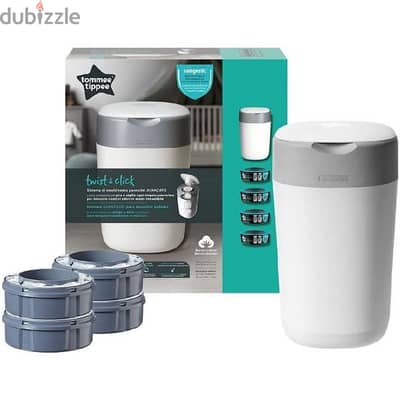 Tommee Tippee twist & click advanced nappy disposable bin +4 refills