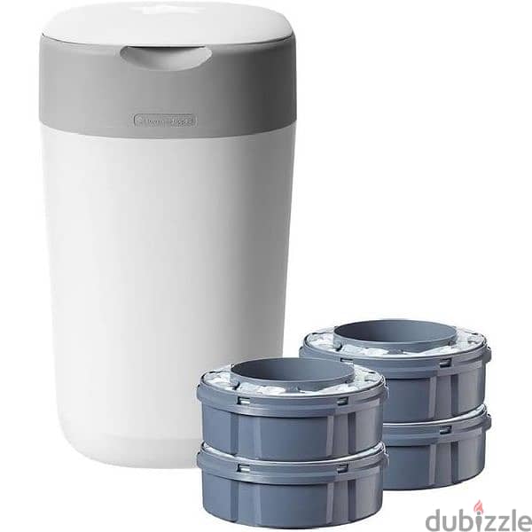 Tommee Tippee twist & click advanced nappy disposable bin +4 refills 2
