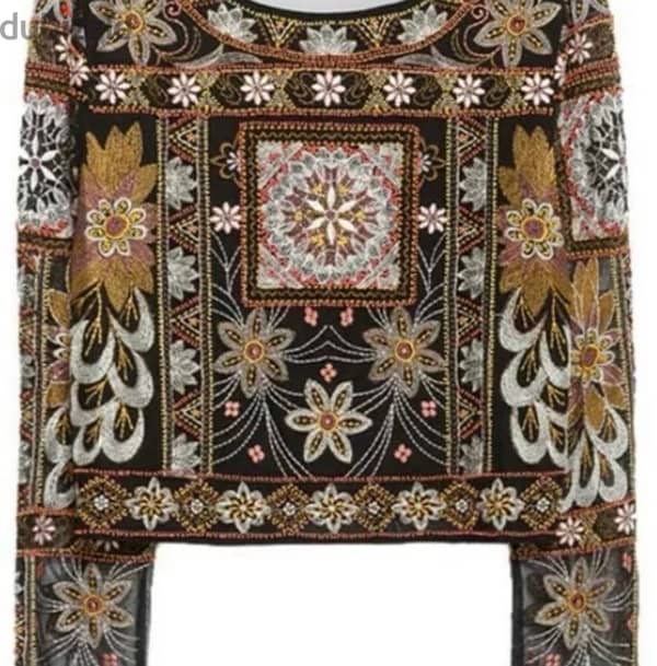 ZARA EMBROIDED BEADED SHEER SHIRT 2
