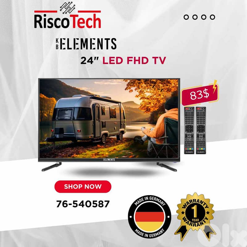 KB Elements 24″ Inch Led Tv FHD | تلفزيون 24 إنش كفالة سنتين 0