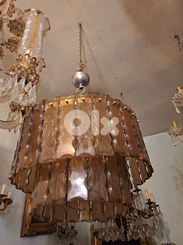 Italian Zero Quattro-Fontana Arte Frosted Glass Chandelier 1