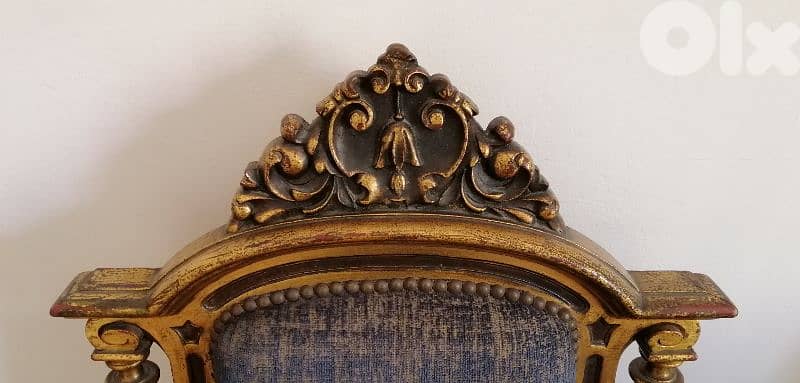 Gold painted pair of antique chairs 3
