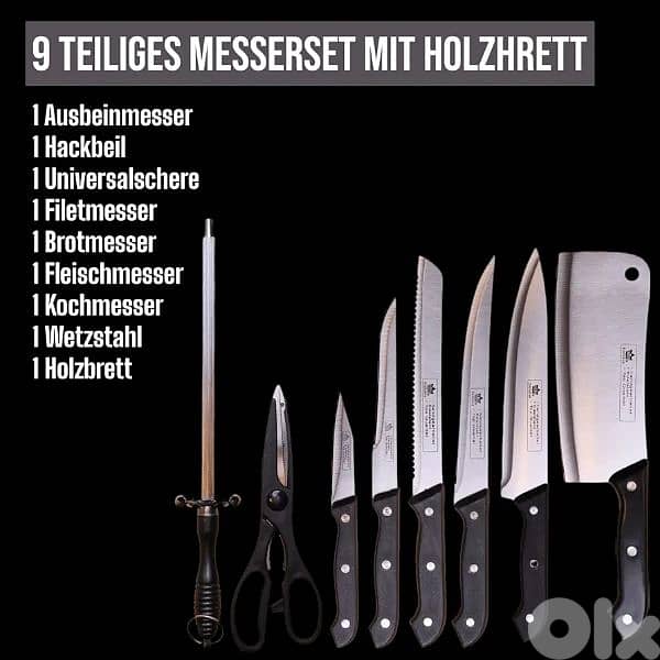 SBS kitchen knife 9 pcs set , rust free 1