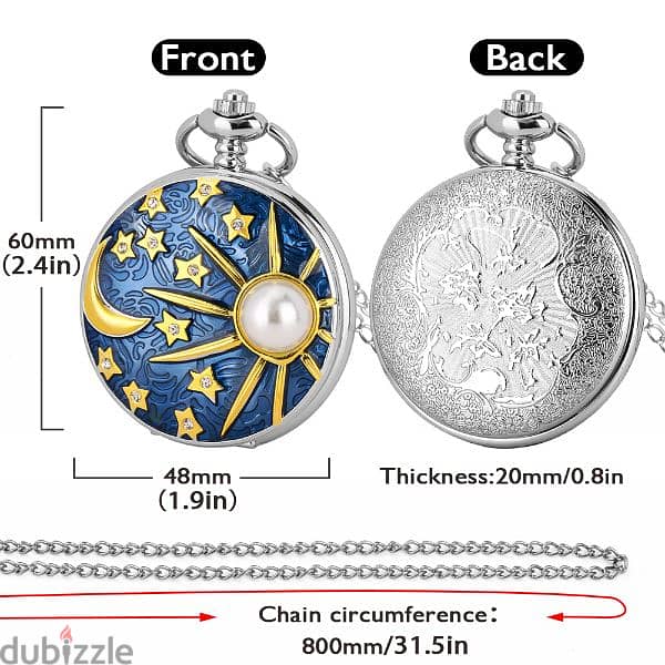 Vintage Pocket Watch Moon & Stars 1