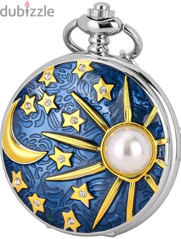 Vintage Pocket Watch Moon & Stars 4
