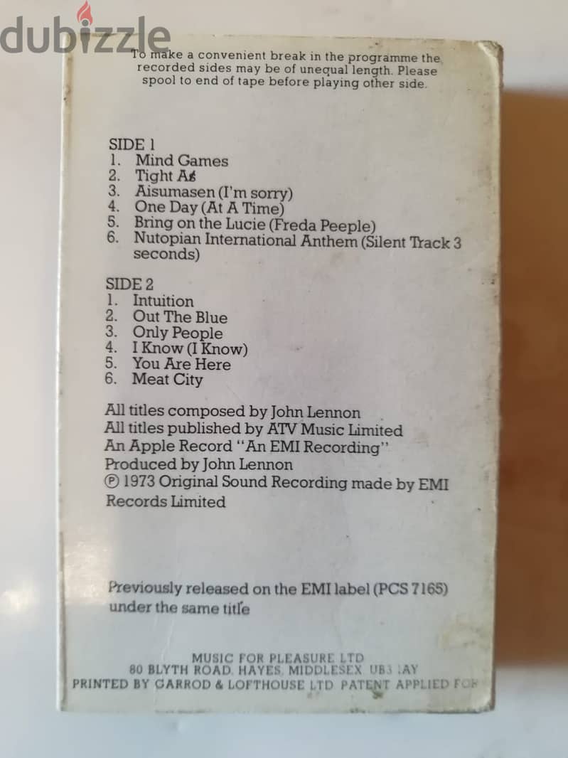John Lennon – Mind Games album cassette 2