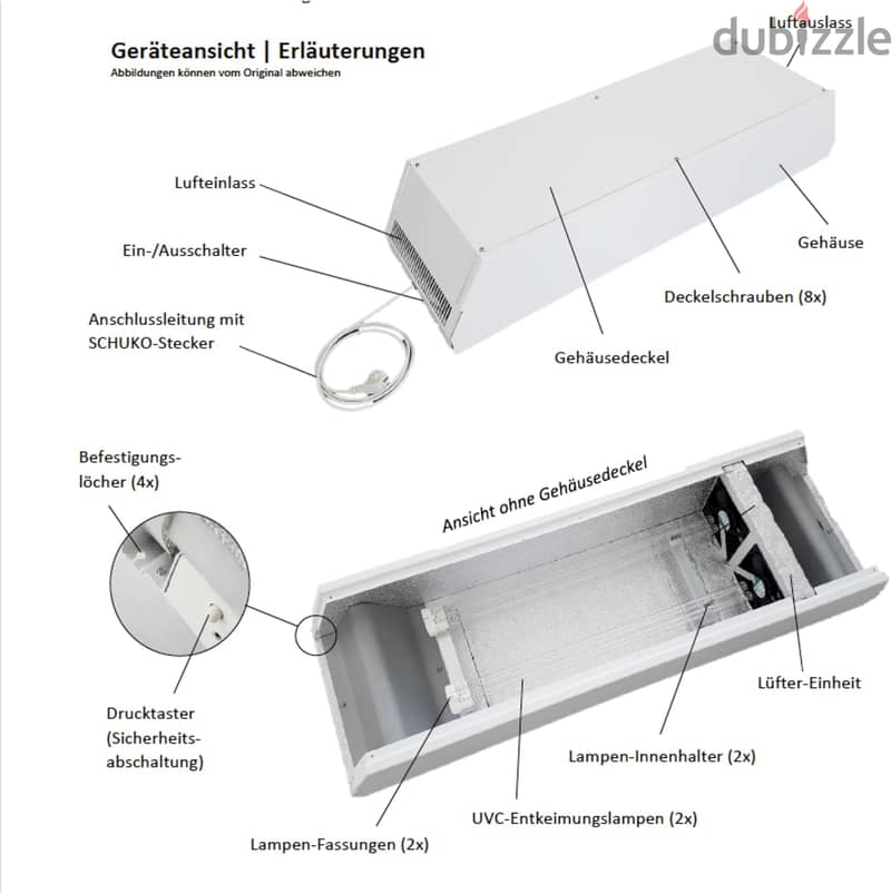 جهاز تنقية الهواء  من الفيروسات والبكنيريا والدخان   بتقنية UVC AIR 3