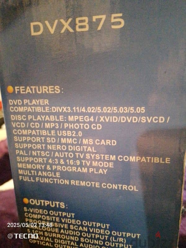 a brand new DICON DVX875 dvd player usb & card reader 1