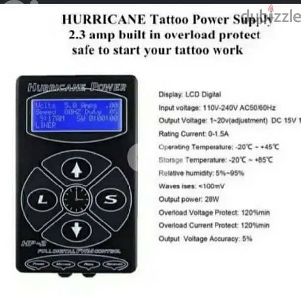 HP2 Hurricane Digital Dual Tattoo Power Supply PRO Fountain Source 3
