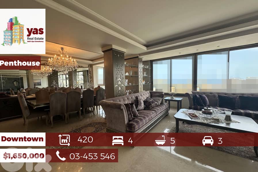 Downtown 420m2 | Penthouse | Luxury | Prime Location | Decorated | PA 0