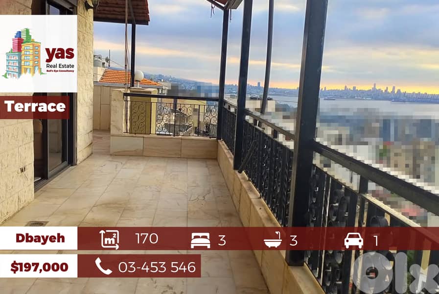 Dbayeh 170m2 | Terrace 100m2 | Decorated | Open Sea View | Pa | 0
