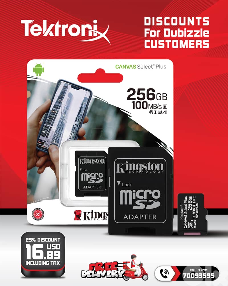 Kingston Micro SD Card 64GB - 128GB - 256GB - 512GB 100Mbps Class 10 2