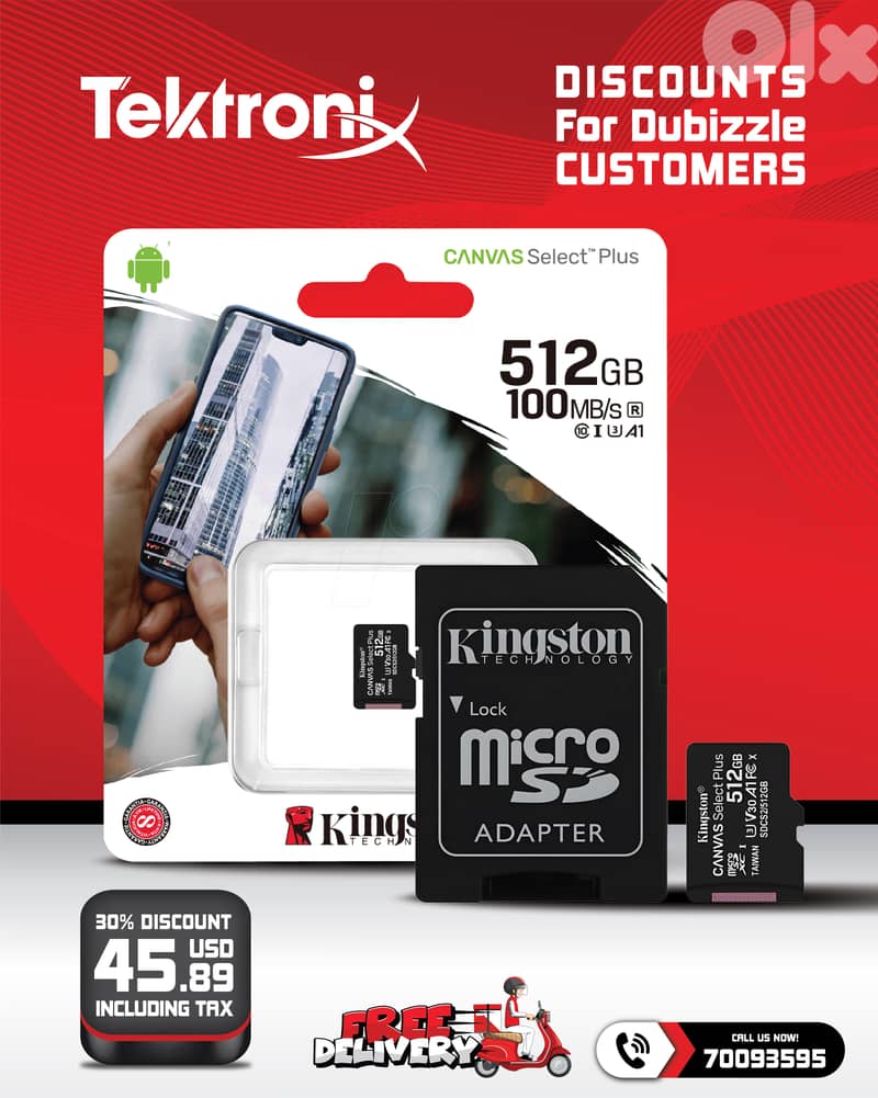Kingston Micro SD Card 64GB - 128GB - 256GB - 512GB 100Mbps Class 10 3