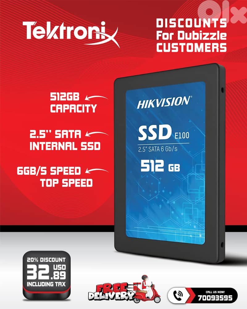 Hikvision E100 128GB - 256GB -  512GB - 1024GB 6GB/S SSD 1