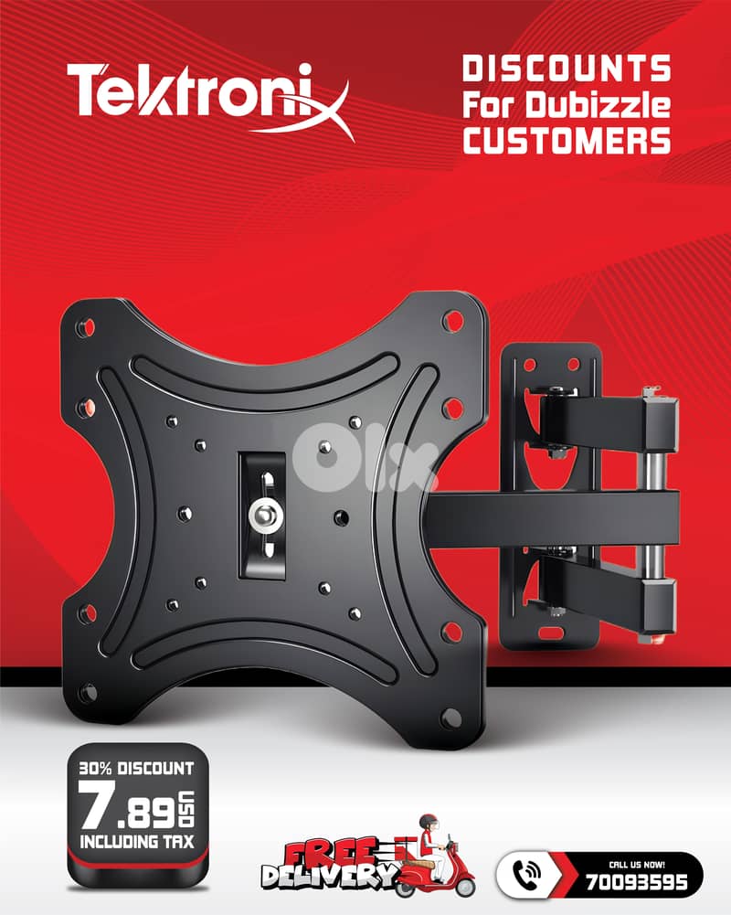 TV Wall Mount for 13" to 43" TVs Extended Arm Tilt & Swivel TV Bracket 0