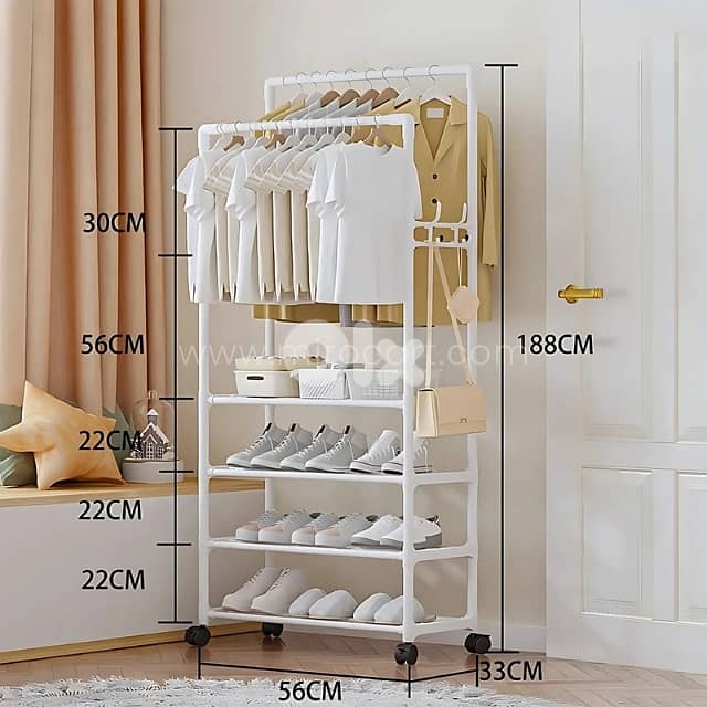 Smart Clothes & Shoe Rack – 4-Tier Storage Organizer with 360° Wheels 4