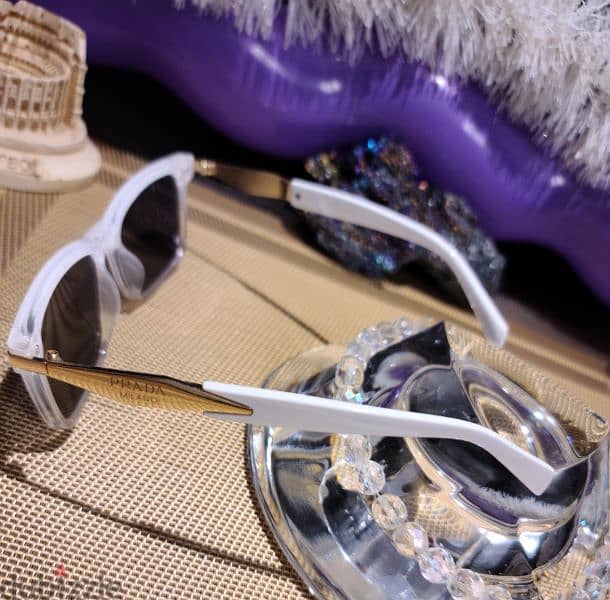 PRADA WHITE AND GOLD luxury women sunglasses 2