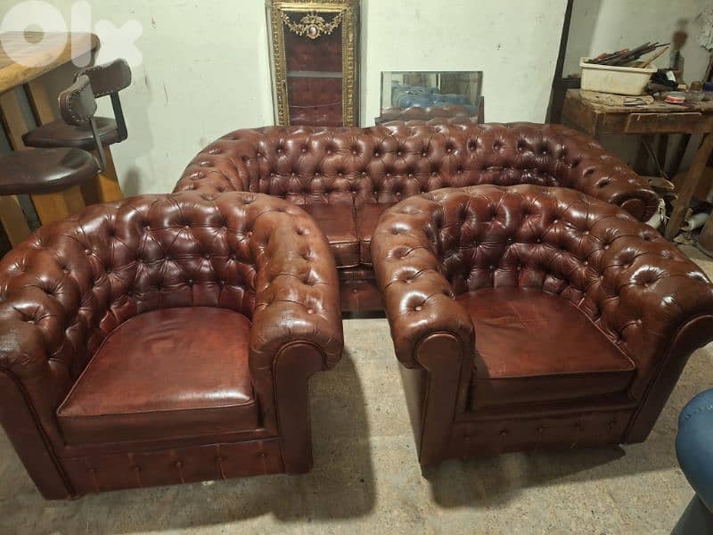 chesterfield salon genuine leather buffalo original 1