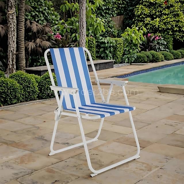 Classic Striped Beach Chair – Cozy Foldable Lounger for Backyard, Pool 1