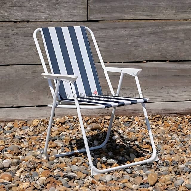 Classic Striped Beach Chair – Cozy Foldable Lounger for Backyard, Pool 6