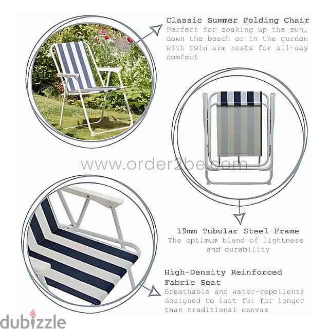 Classic Striped Beach Chair – Cozy Foldable Lounger for Backyard, Pool 7