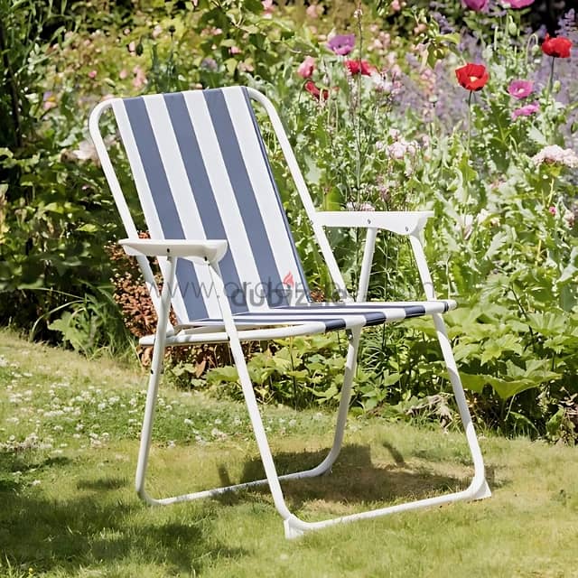 Classic Striped Beach Chair – Cozy Foldable Lounger for Backyard, Pool 8