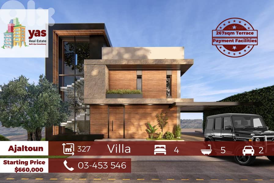 Ajaltoun 327m2 | 267m2 Terrace | Villa | Under Construction | BG | 0
