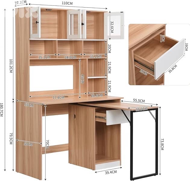 Desk - Versatile Storage Space with Acrylic Doors 3