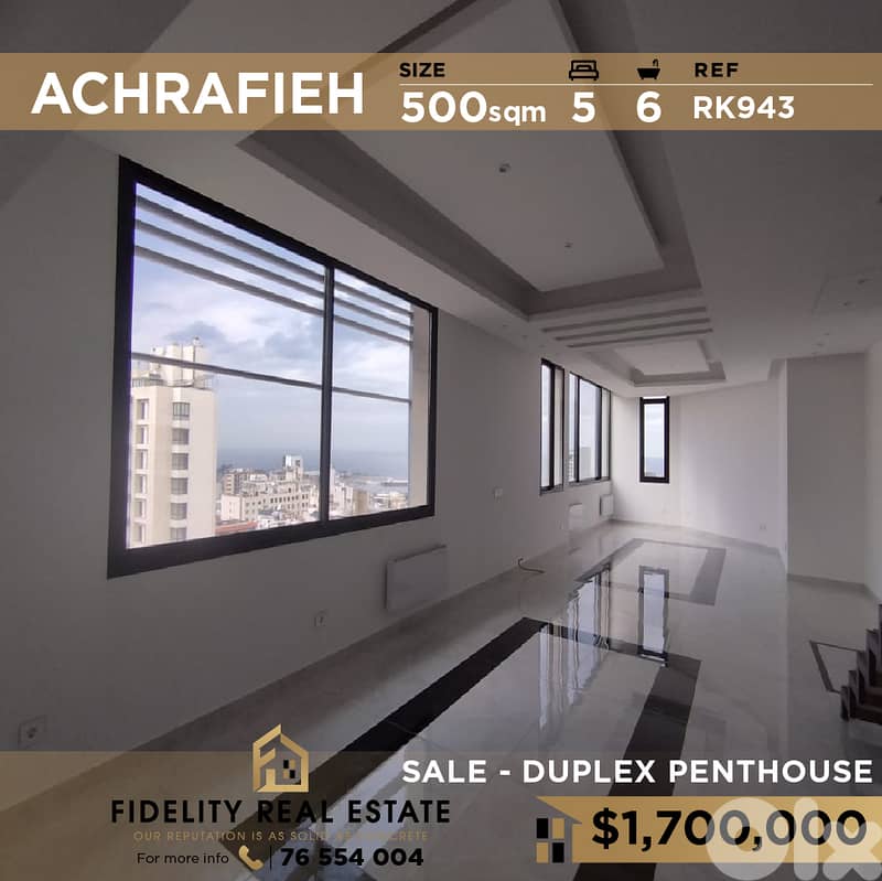 Penthouse Duplex for sale in Achrafieh RK943 0