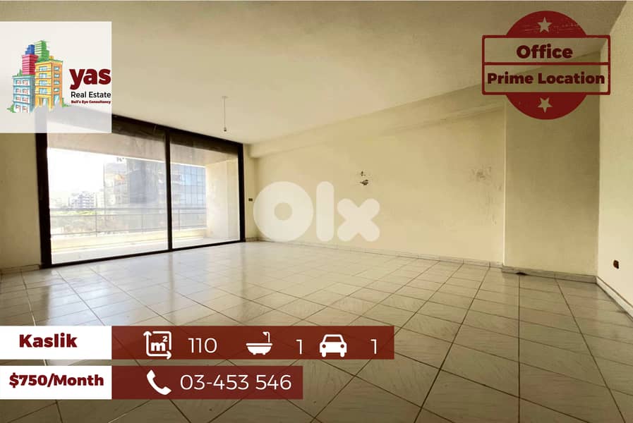 Kaslik 110m2 | Office | Rent | Active Street | Ideal investment |EH/IV 0
