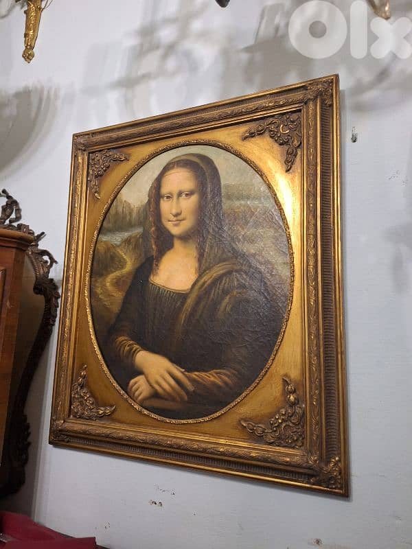 لوحة موناليزا رسم زيتي قديمة 0