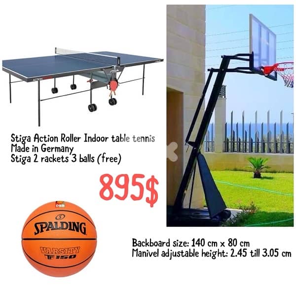 Stiga Action roller Pingpong + Deluxe Basketball hoop 0