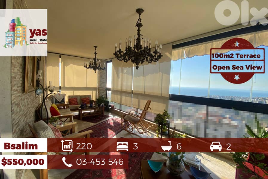 Bsalim 220m2 | 100m2 Terrace | Duple | Full Sea View | High End | MA/K 0