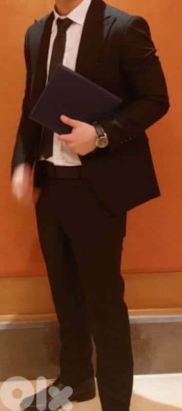 Graduation Black 3-piece Suit,Size 46 8