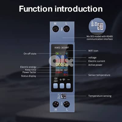 Tuya Smart Energy Meter 0.96 Inch 8 In 1 Tuya