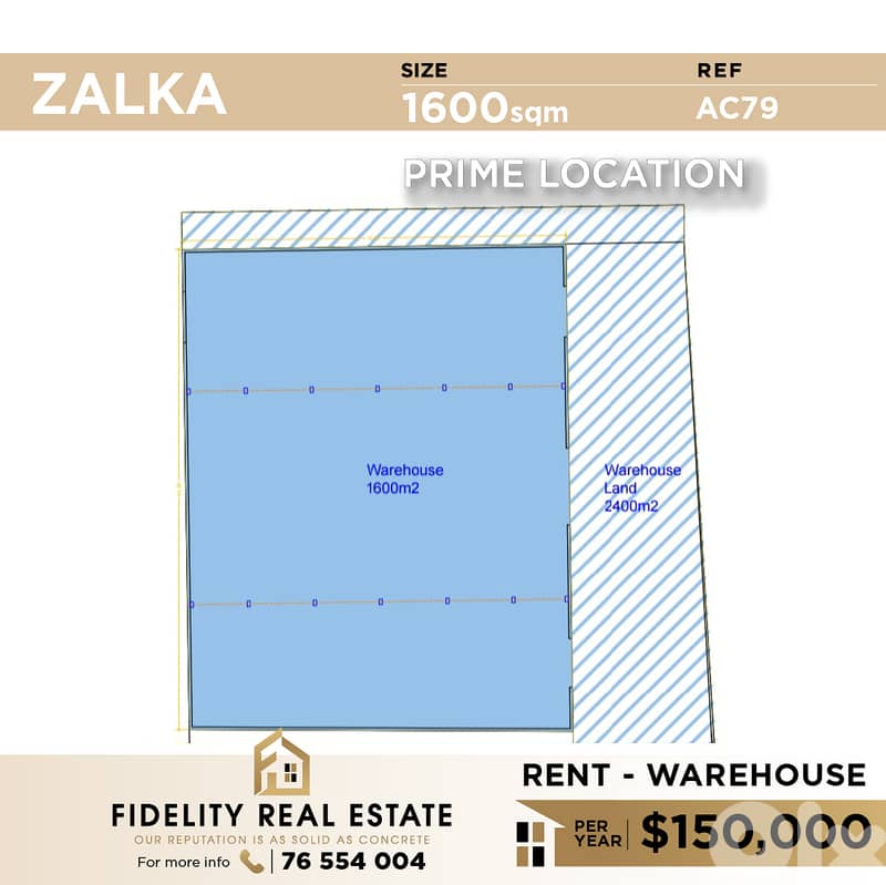 Warehouse for rent in Zalka AC79 مستودع للإيجار في الزلقا 0