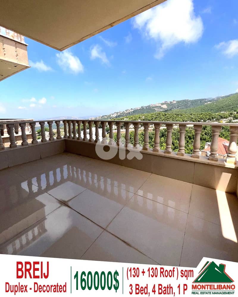 Decorated 130 sqm Duplex For Sale in Breij with 130 sqm Roof !!! 0
