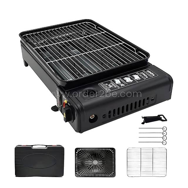 Portable Camping Grill Stove – Dual Flame, Carry Case & Drip Tray 0