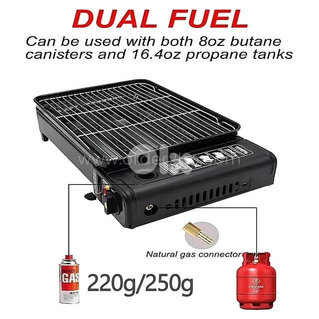 Portable Camping Grill Stove – Dual Flame, Carry Case & Drip Tray 3