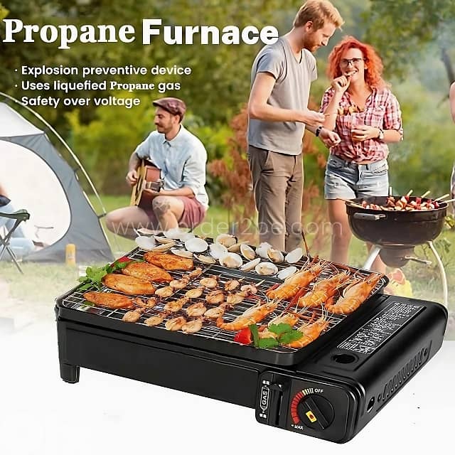 Portable Camping Grill Stove – Dual Flame, Carry Case & Drip Tray 4
