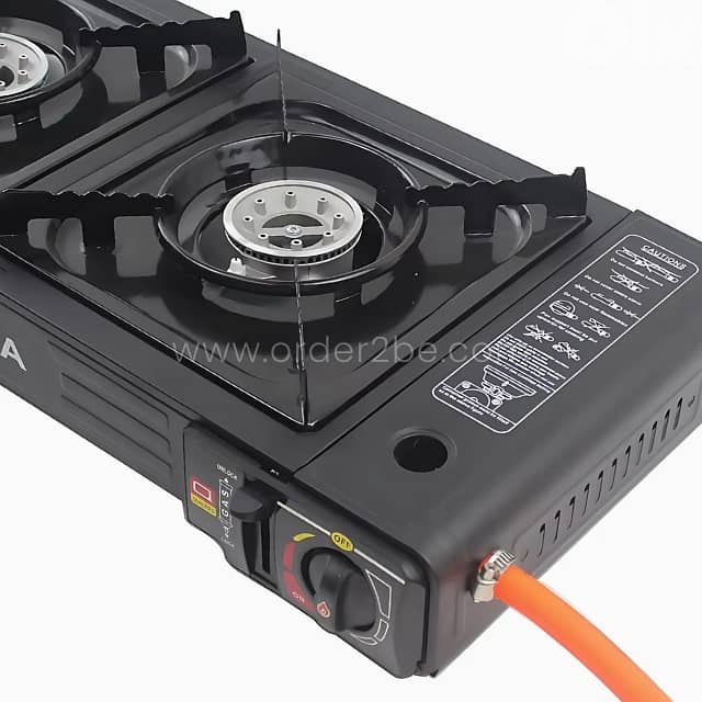 Portable Double-Burner Gas Stove – 17K BTU, Auto Ignition & Carry Case 4