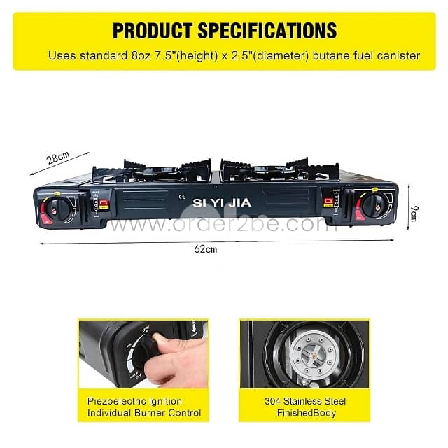 Portable Double-Burner Gas Stove – 17K BTU, Auto Ignition & Carry Case 7