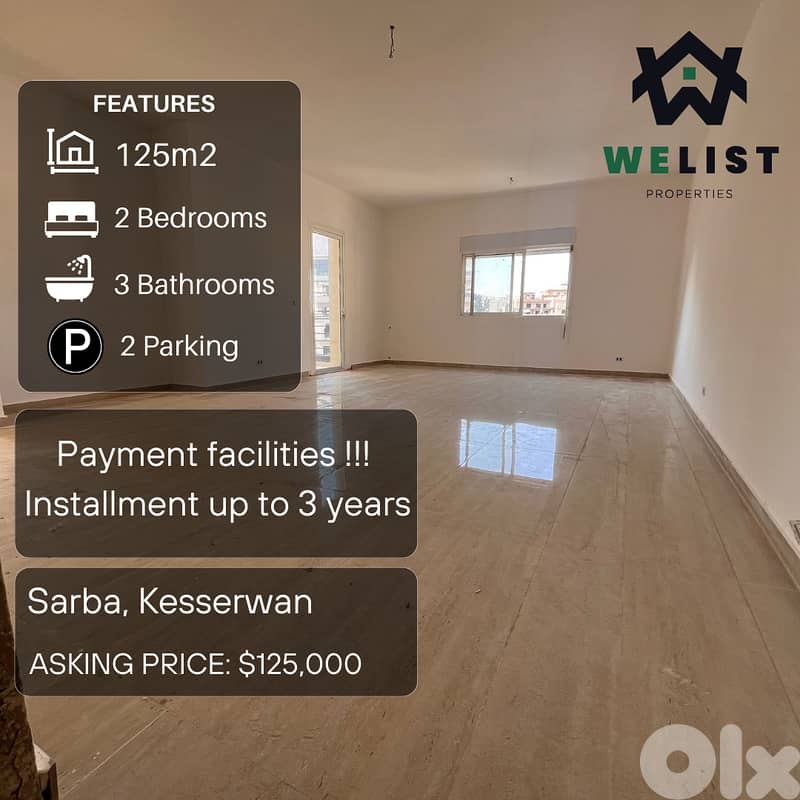 125sqm Apartment for sale in Sarba, Kesserwan  REF: MA25JSS125125 0