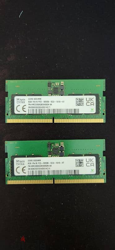 DDR 5 RAM, 2 chips of 8GB each